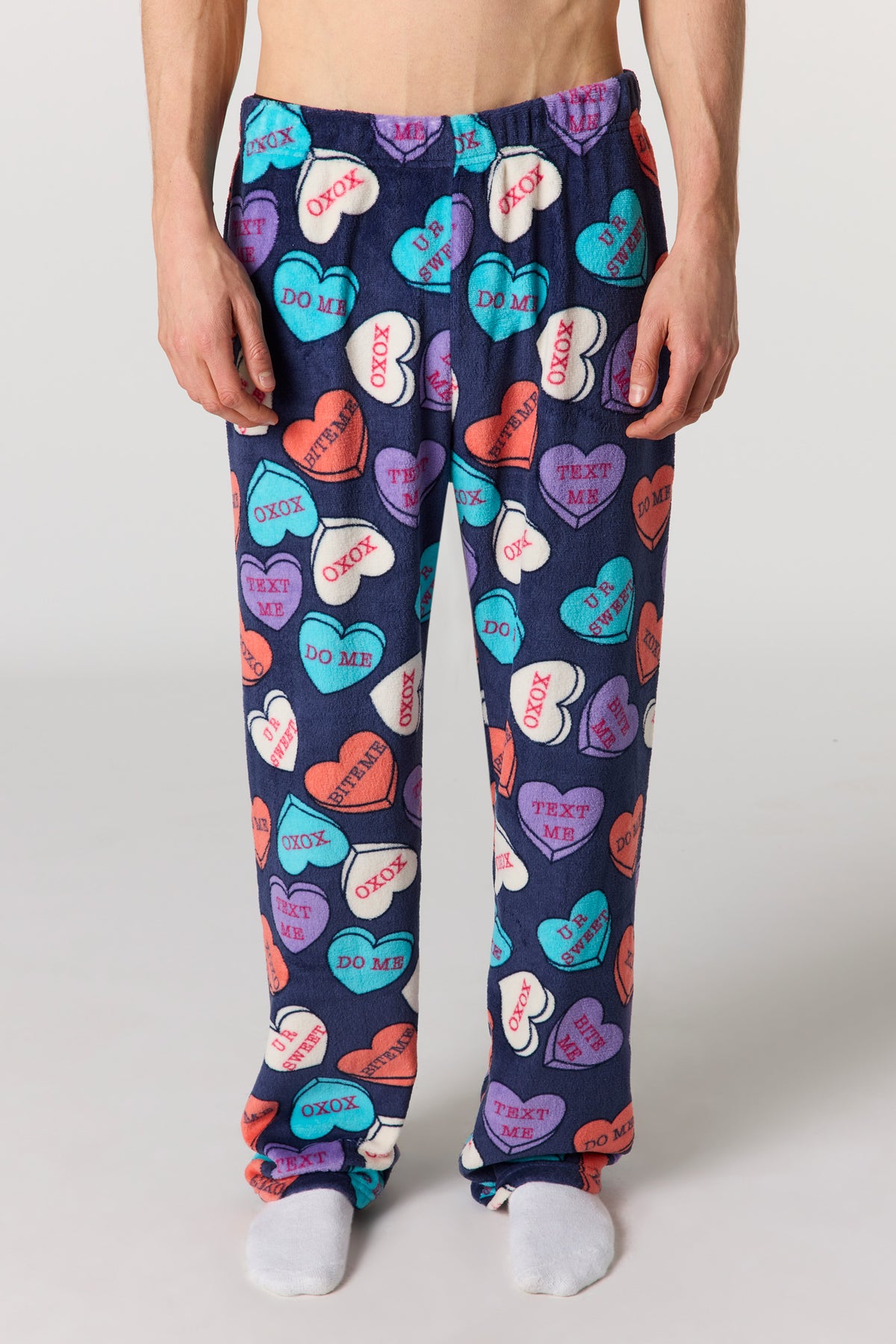 Plush Printed Pajama Pant - Navy