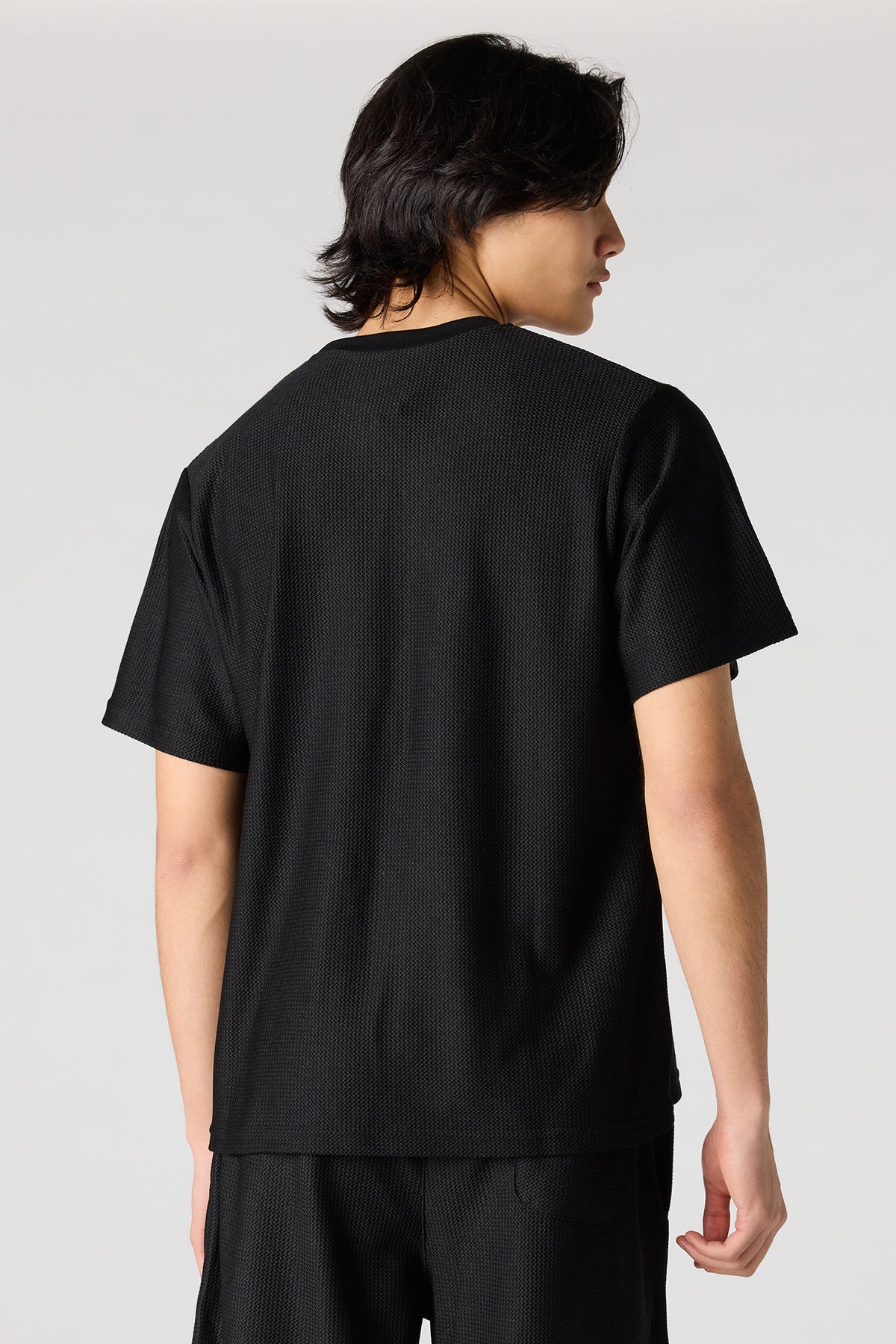Vue alternative 2. T-shirt ras du cou en tissu nid d'abeilles