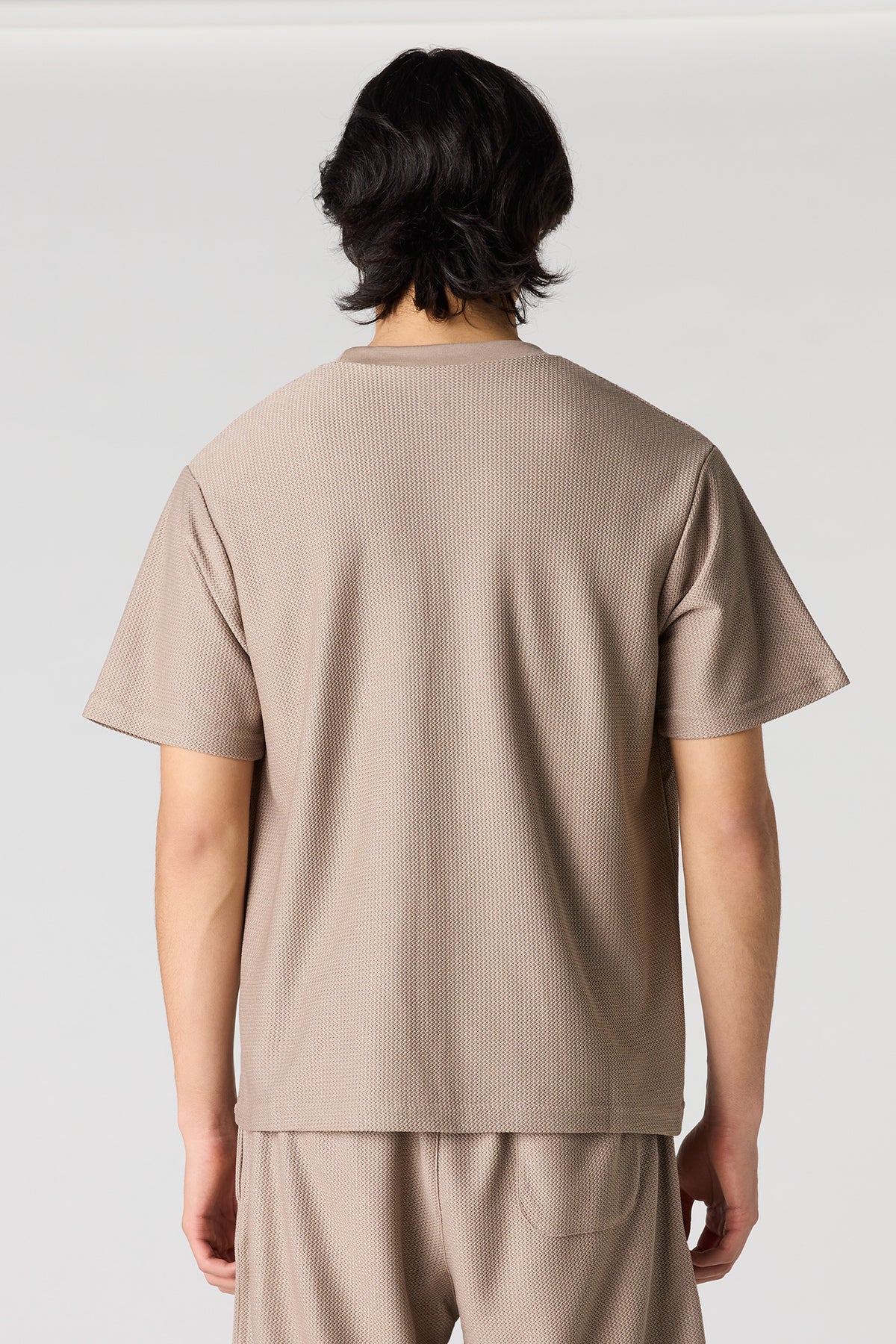 Vue alternative 2. T-shirt ras du cou en tissu nid d'abeilles