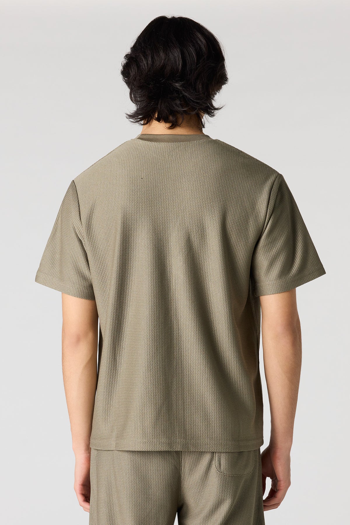 Alt View 2. Premium Heavyweight Cotton Honeycomb Crewneck T-Shirt - Dark Green