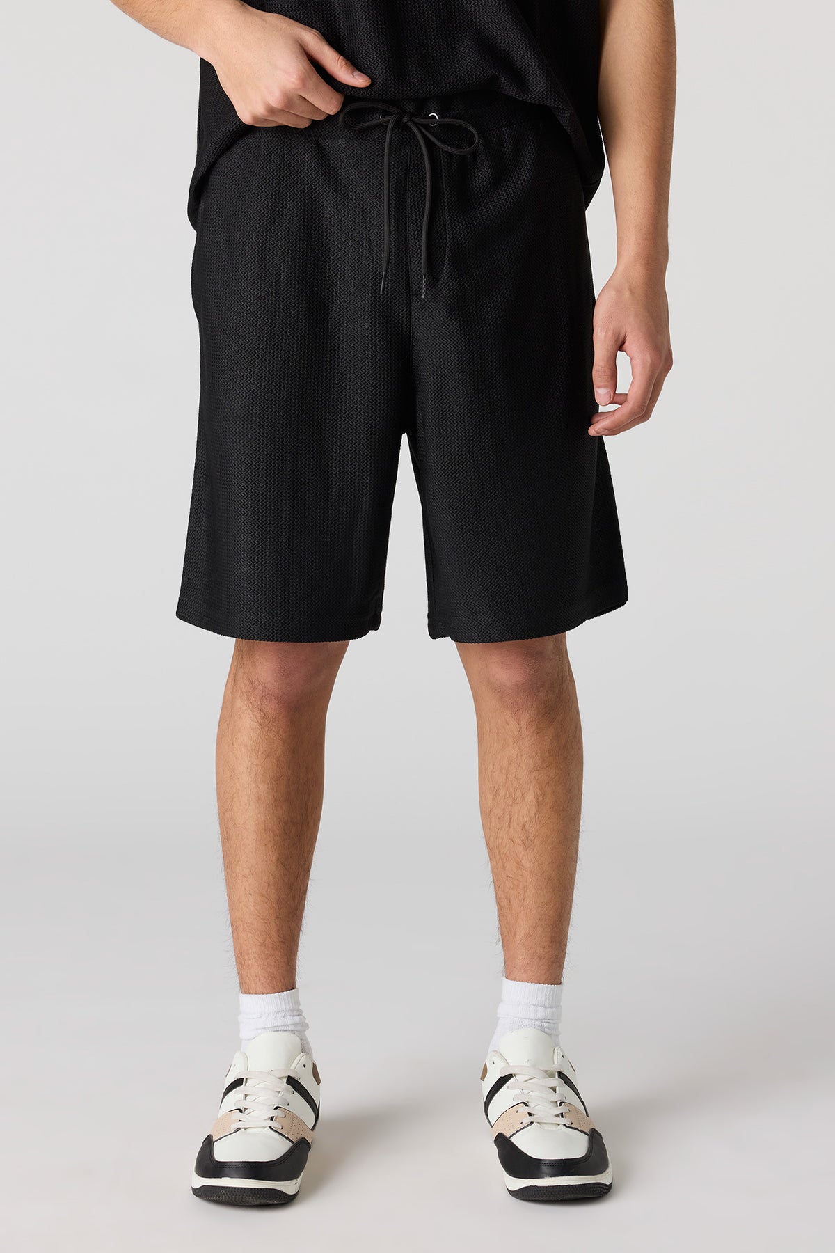 Premium Heavyweight Cotton Honeycomb Drawstring Short - Black
