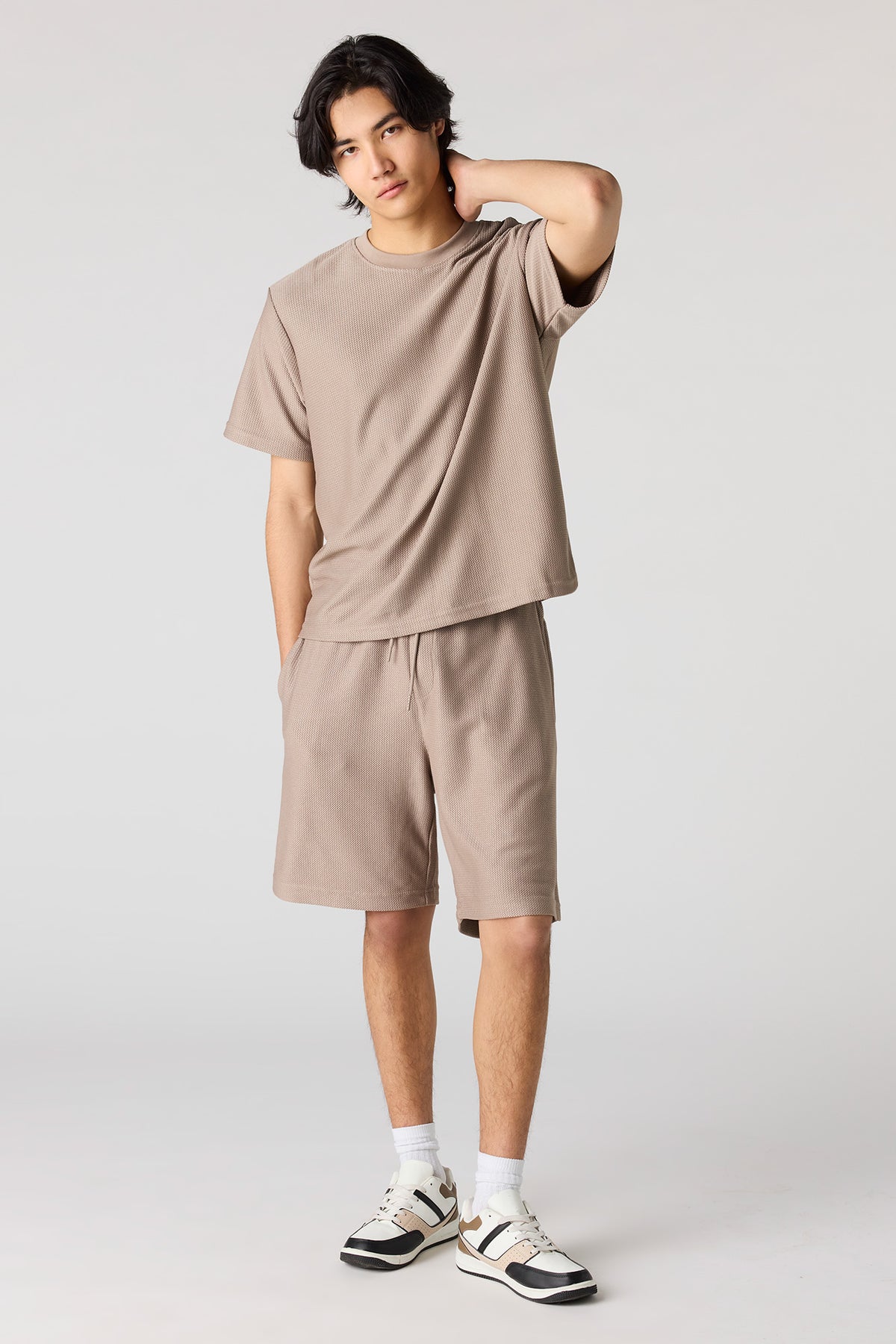 Alt View 2. Premium Heavyweight Cotton Honeycomb Drawstring Short - Light Brown