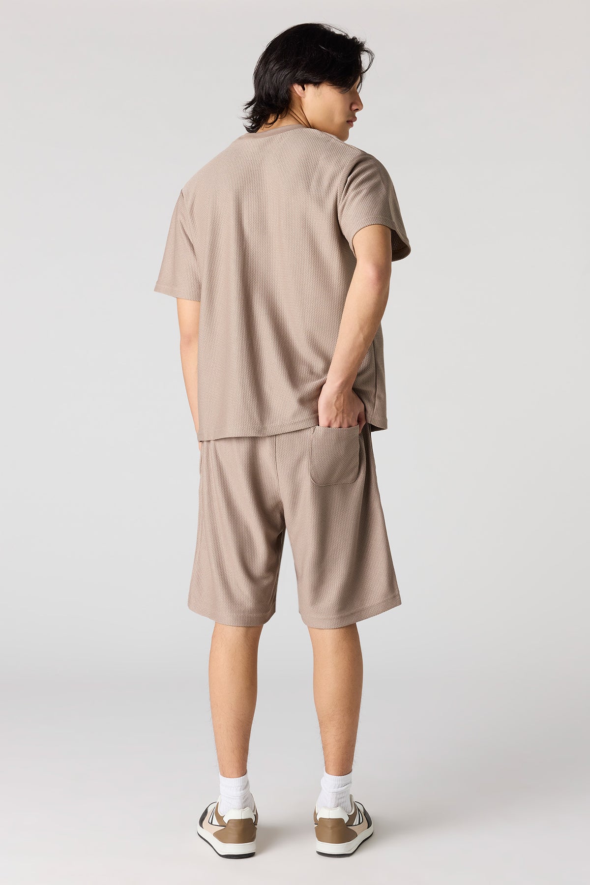 Alt View 3. Premium Heavyweight Cotton Honeycomb Drawstring Short - Light Brown