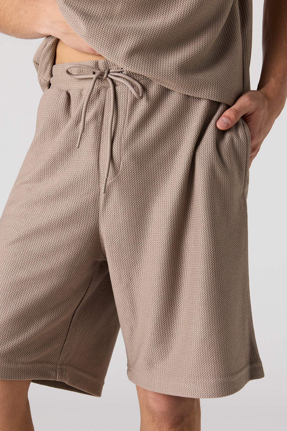 Alt View 4. Premium Heavyweight Cotton Honeycomb Drawstring Short - Light Brown