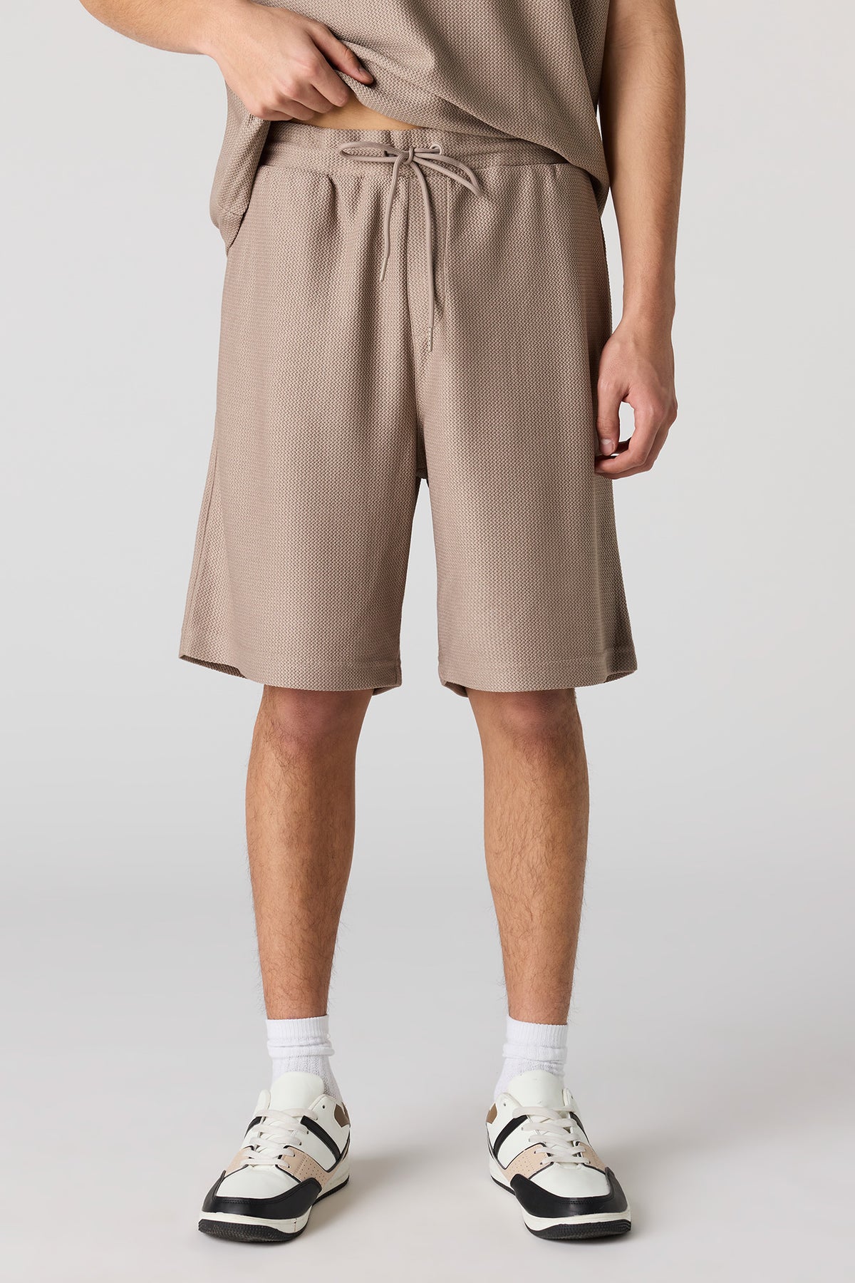 Premium Heavyweight Cotton Honeycomb Drawstring Short - Light Brown