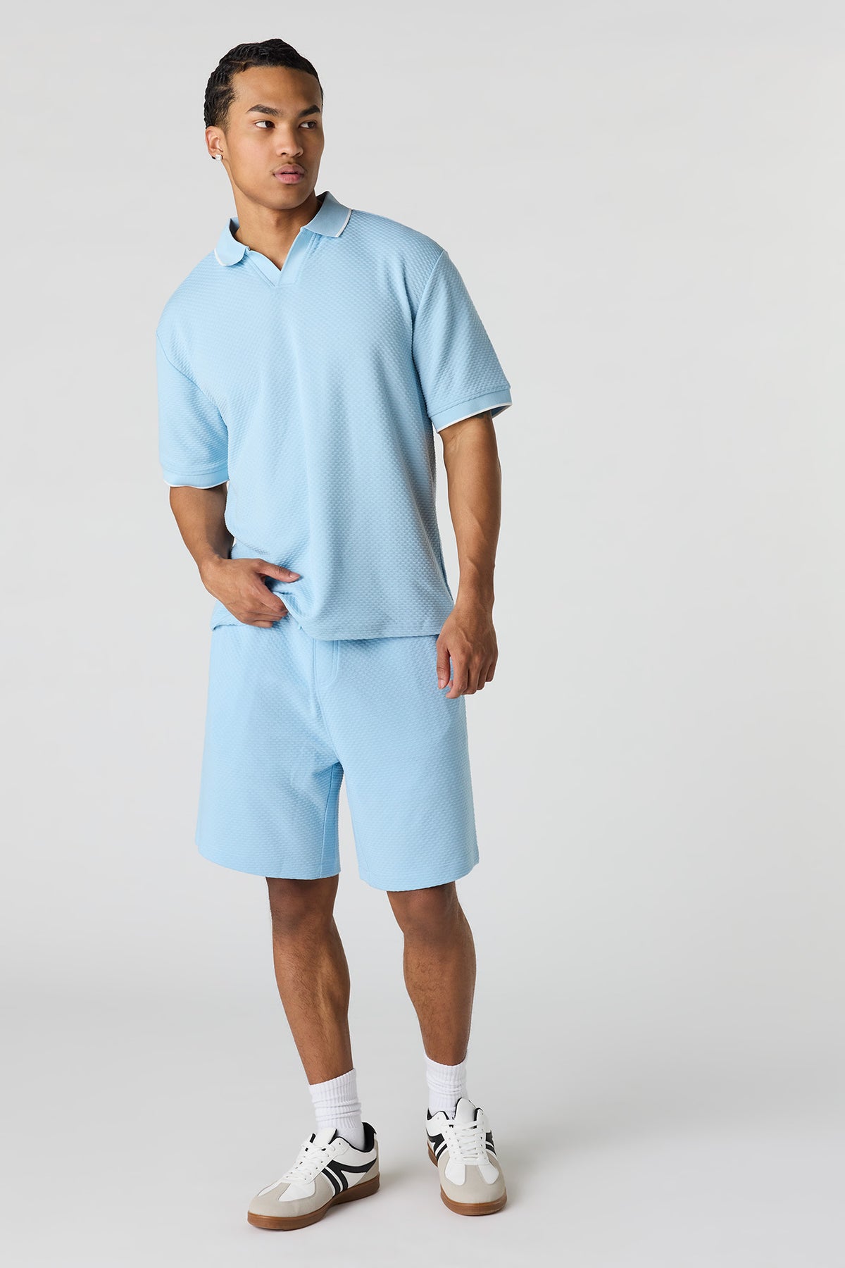 Alt View 2. Textured Short - Light Blue
