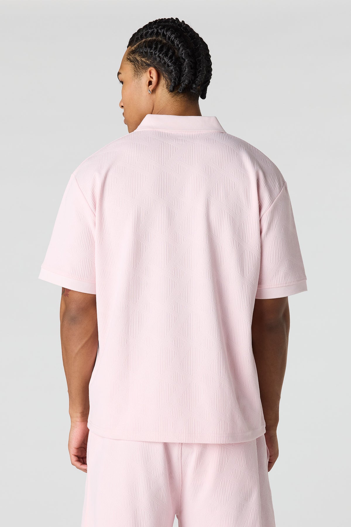 Alt View 2. Textured Collared Top - Light Pink