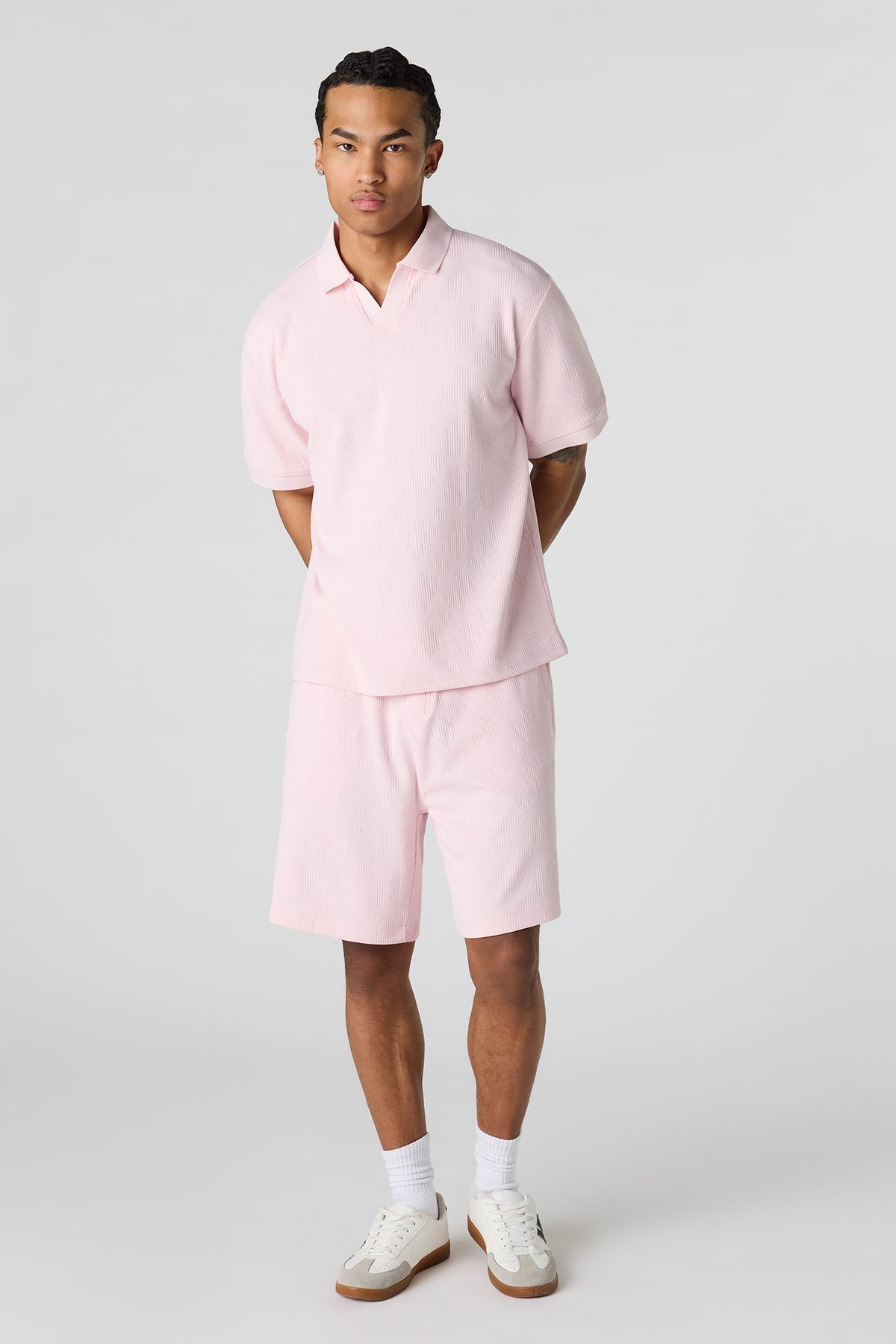 Alt View 3. Textured Collared Top - Light Pink