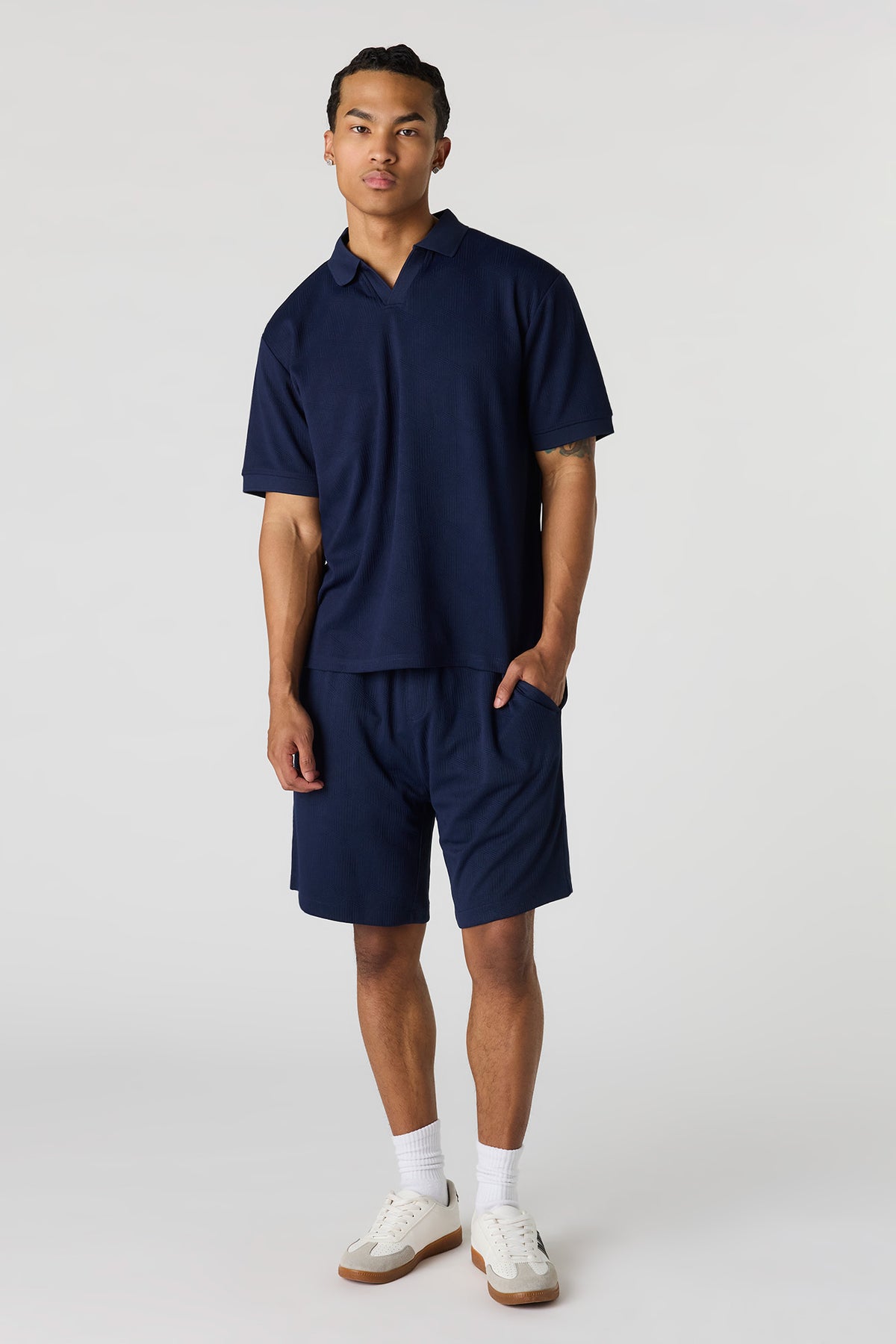 Alt View 2. Textured Short - Navy