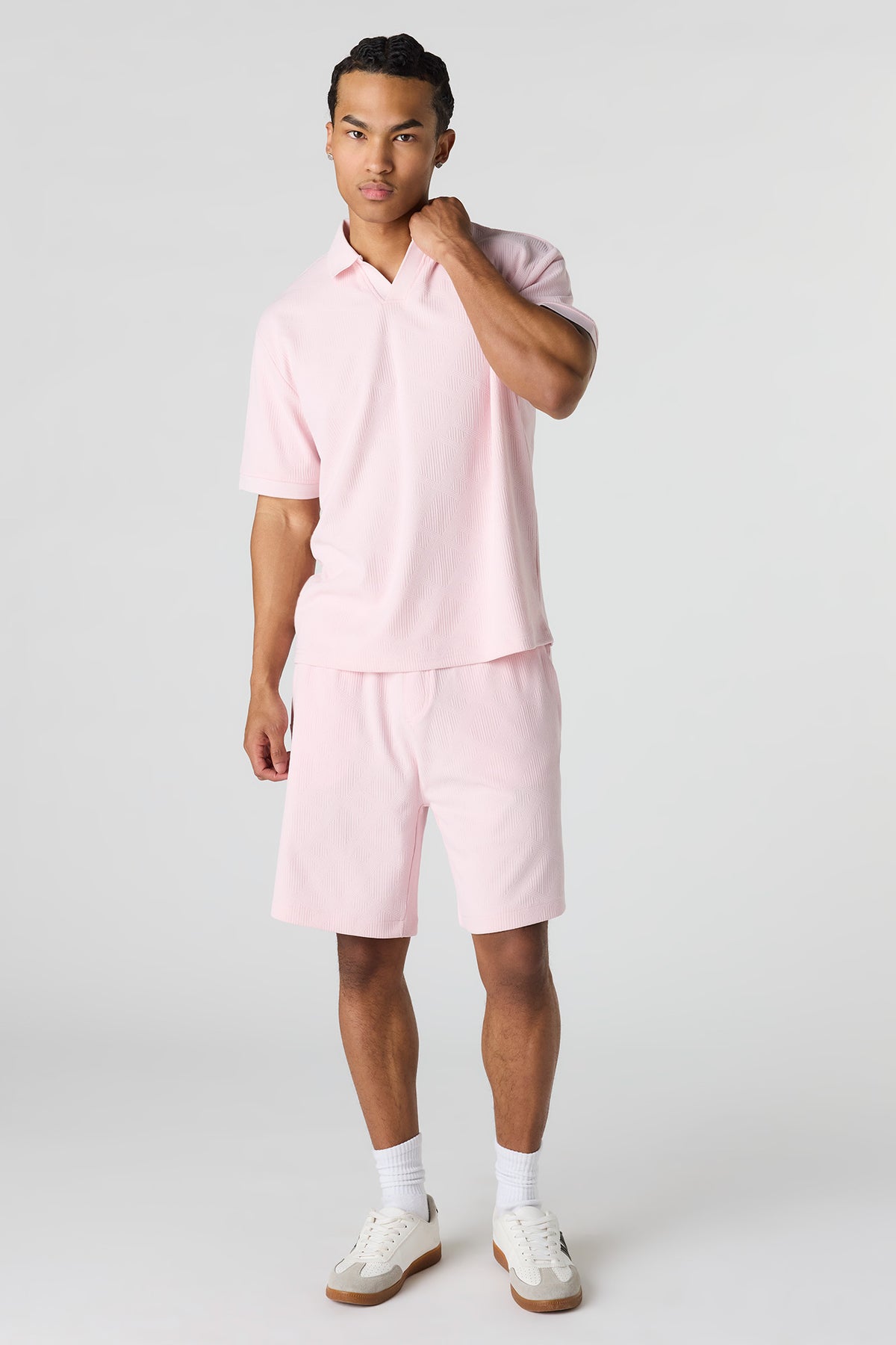 Alt View 2. Textured Short - Light Pink