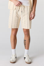 Textured Striped Drawstring Short