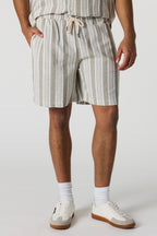 Textured Striped Drawstring Short