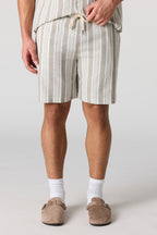 Short texturé rayé à taille coulissante