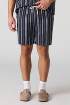 Textured Striped Drawstring Short