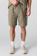 Short texturé à taille coulissante