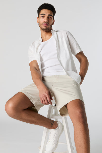 Solid Button-Up Short