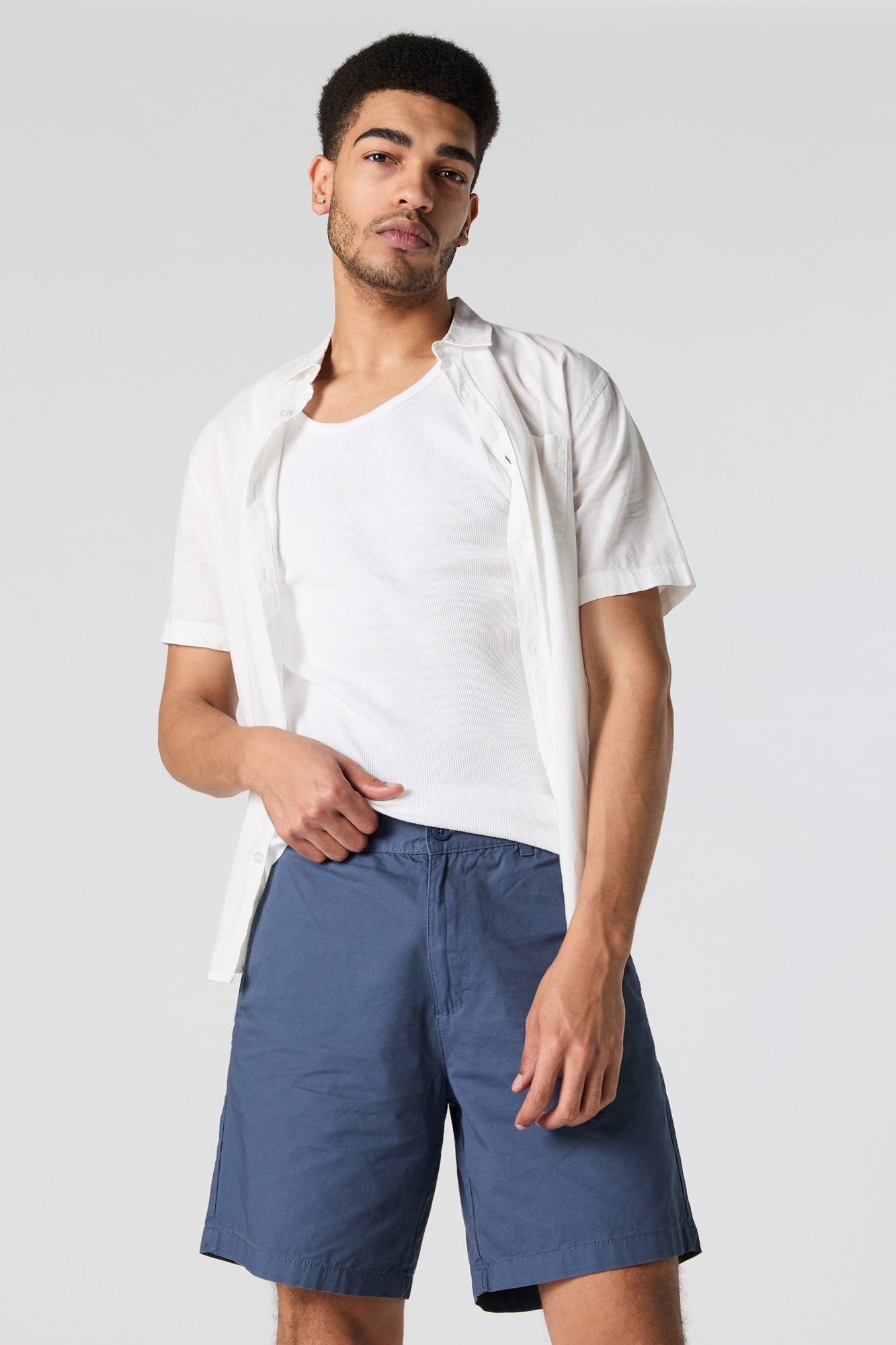 Solid Button-Up Short