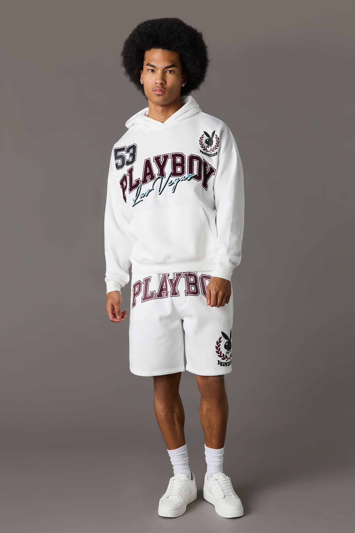 Alt View 2. Playboy Graphic Fleece Short - Off White