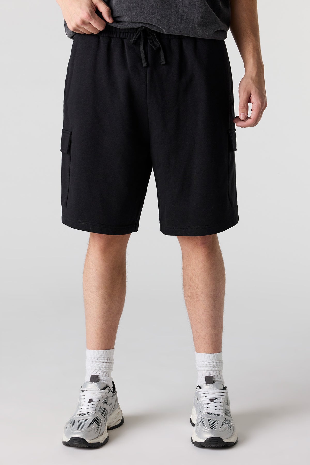 Fleece Baggy Cargo Short - Black