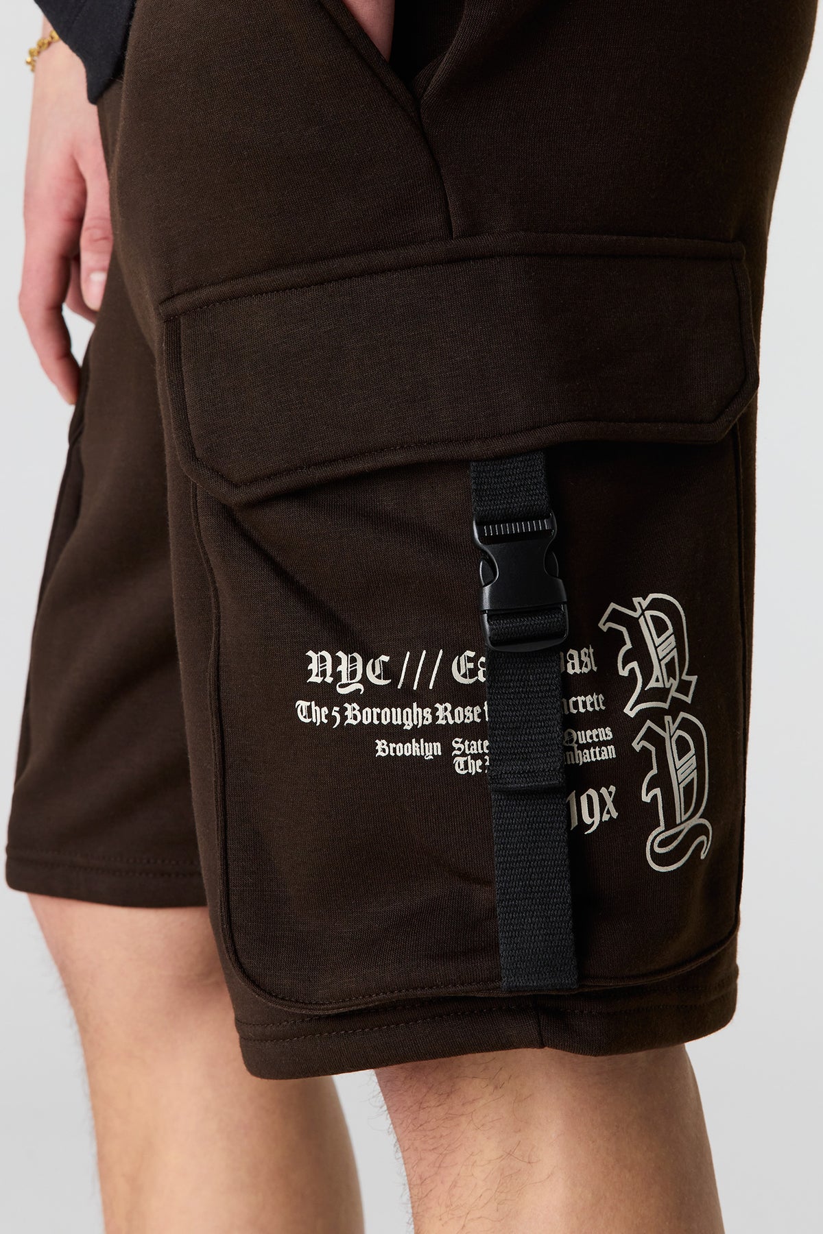 Alt View 4. Graphic Fleece Cargo Short 8.5" - Dark Brown
