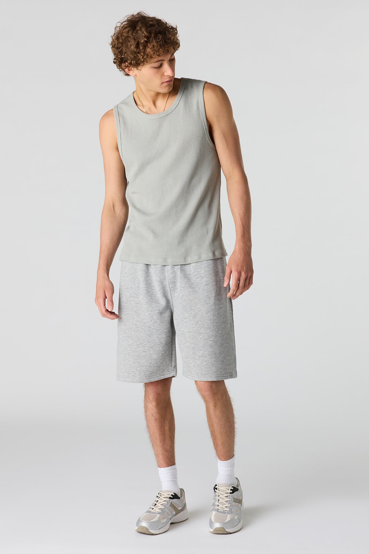 Alt View 2. Fleece Short 8.5" - Heather Grey