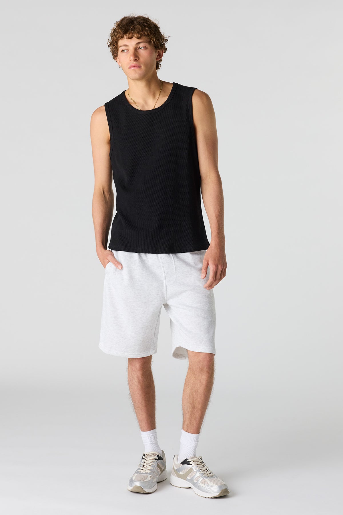Alt View 2. Fleece Short 8.5" - Light Grey