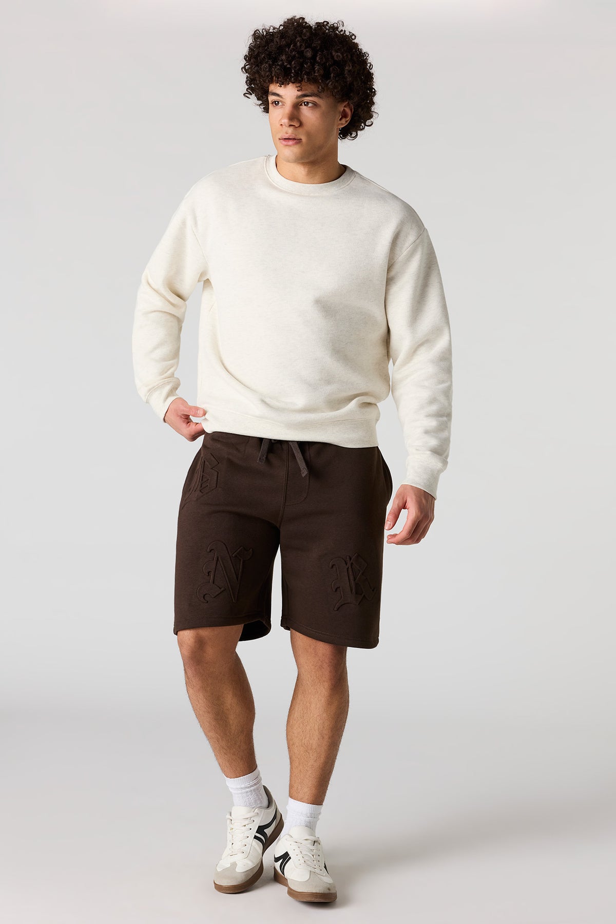 Alt View 2. Embossed Fleece Short 8.5" - Dark Brown