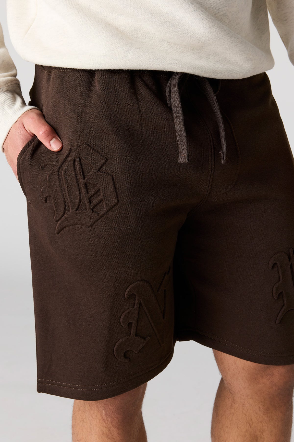 Alt View 4. Embossed Fleece Short 8.5" - Dark Brown