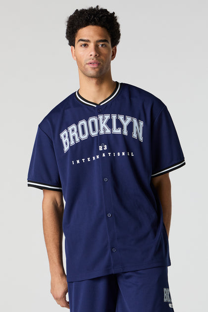 Jersey de baseball en filet à imprimé Brooklyn