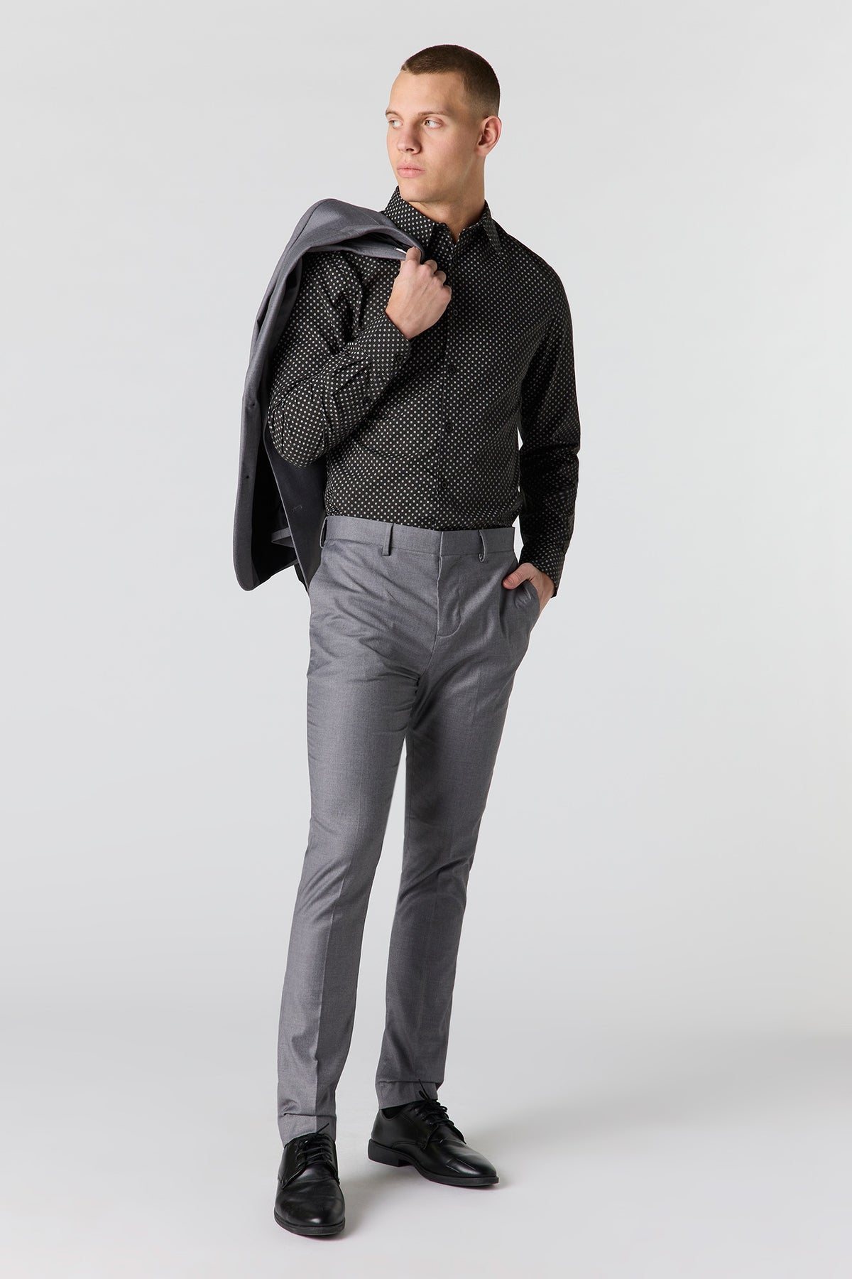 Alt View 3. Dress Shirt - Solid Black