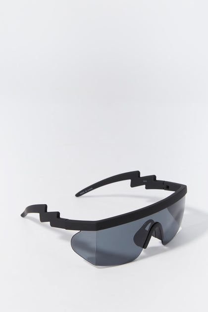 Black Lightning Arm Soft Touch Shield Sunglasses