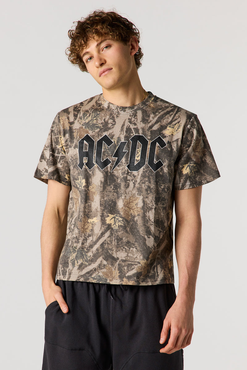 T-shirt à imprimé AC/DC avec motif camouflage