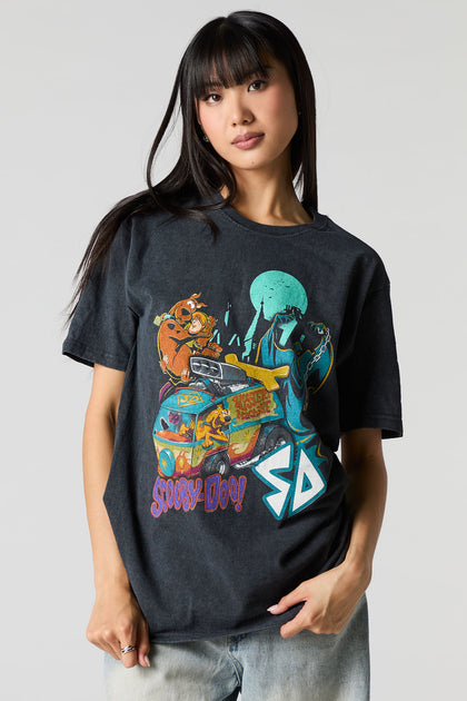 T-shirt délavé à imprimé Scooby-Doo