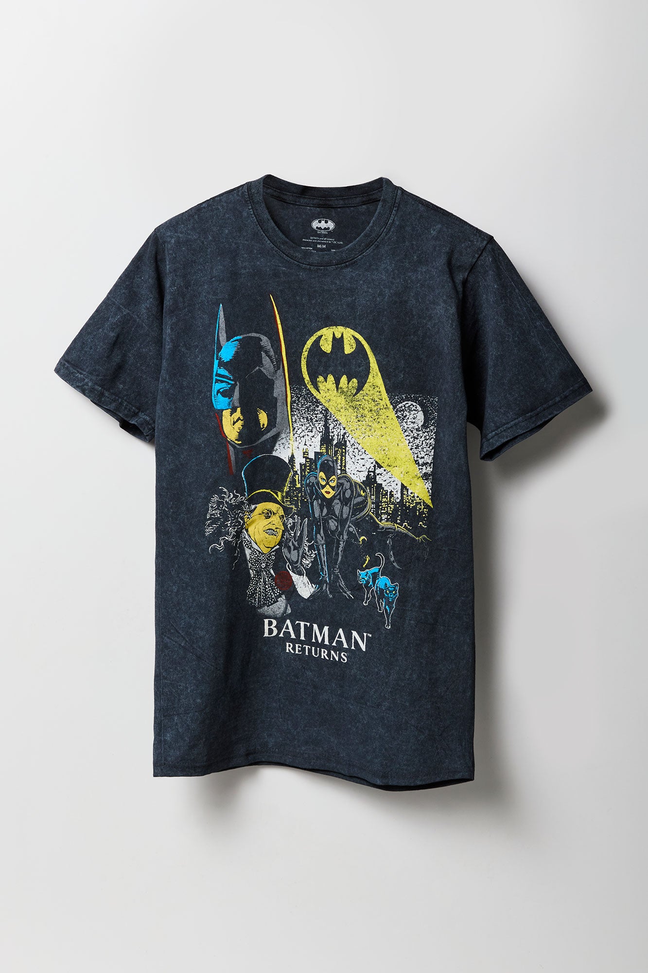 T-shirt délavé à imprimé Batman Returns