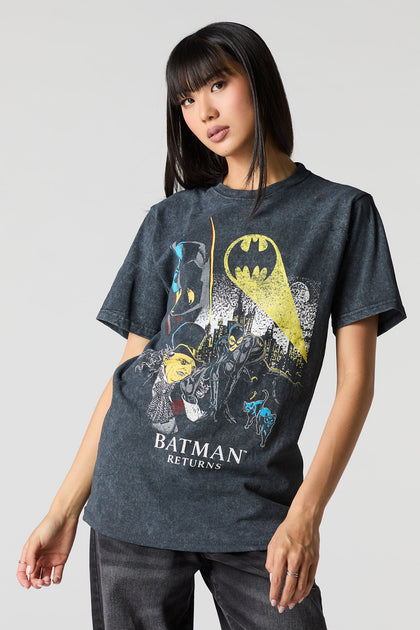 T-shirt délavé à imprimé Batman Returns