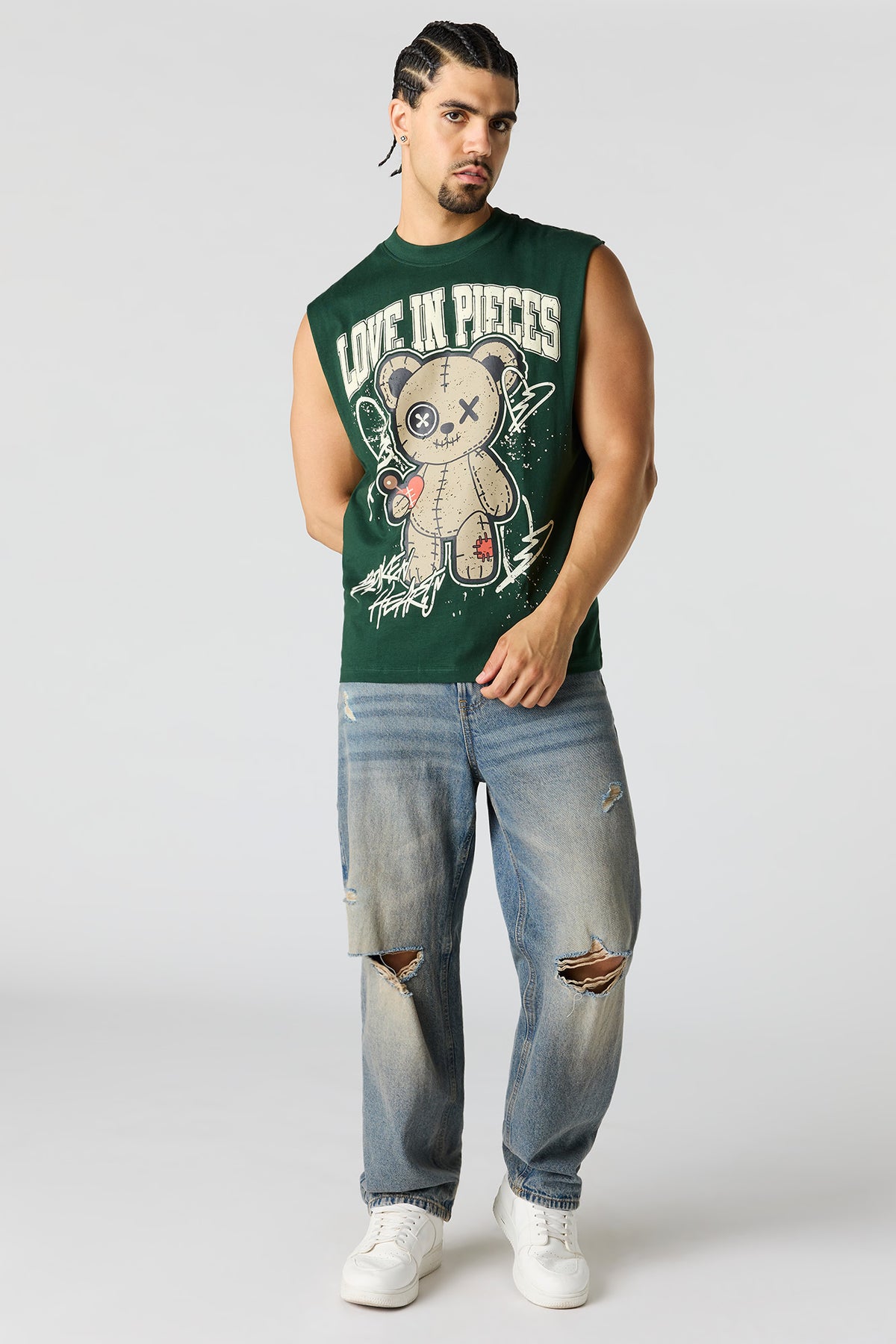 Alt View 3. Graphic Muscle Tank - Green