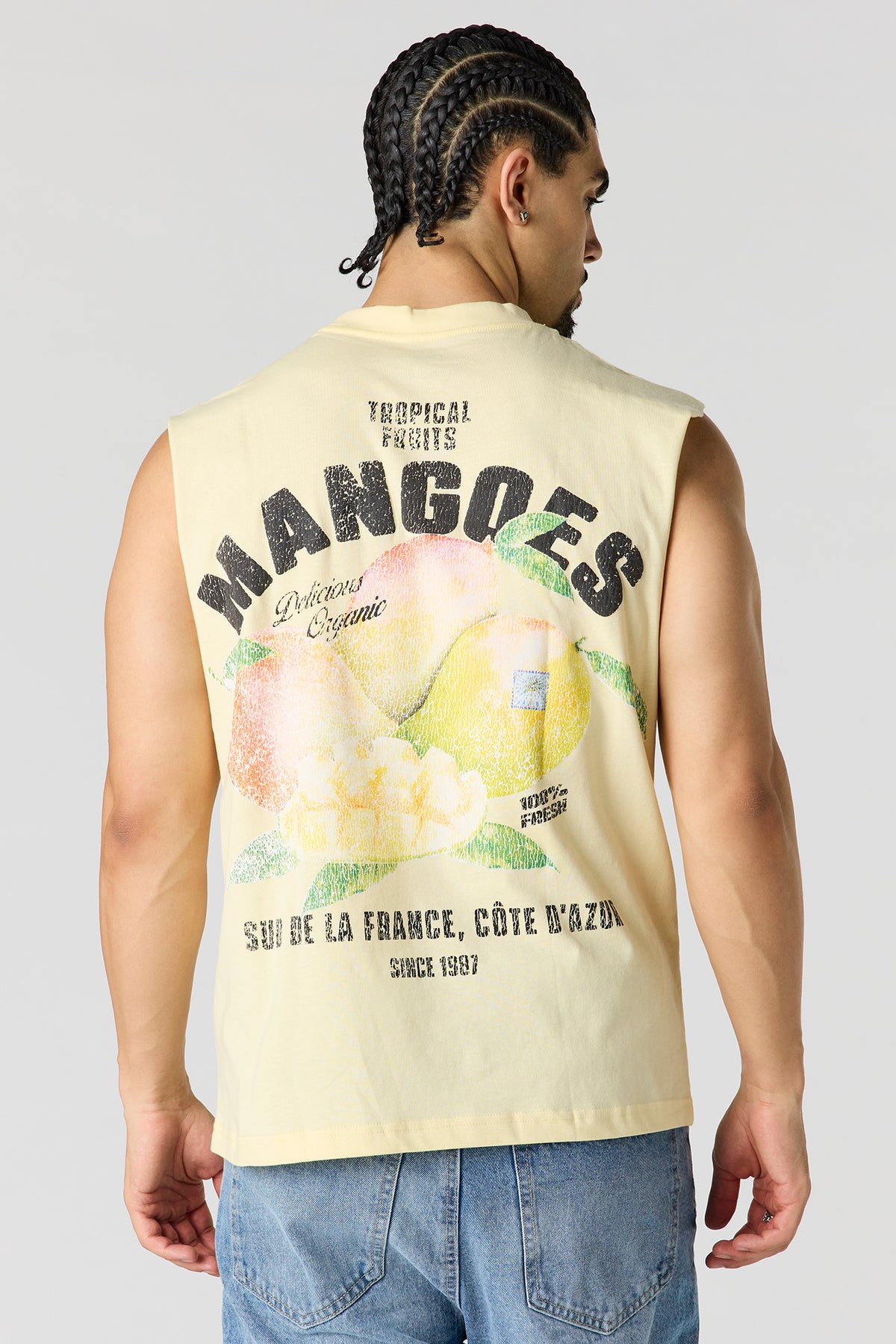 Alt View 4. Mango Graphic Muscle Tank - Pale Yellow