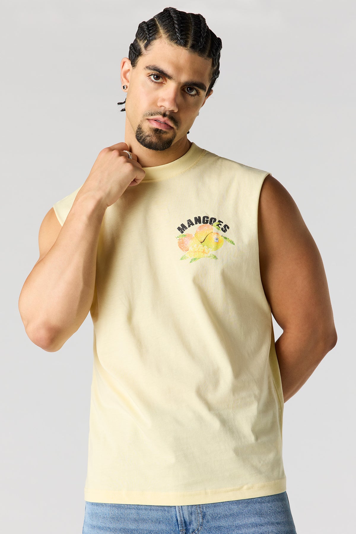 Alt View 5. Mango Graphic Muscle Tank - Pale Yellow