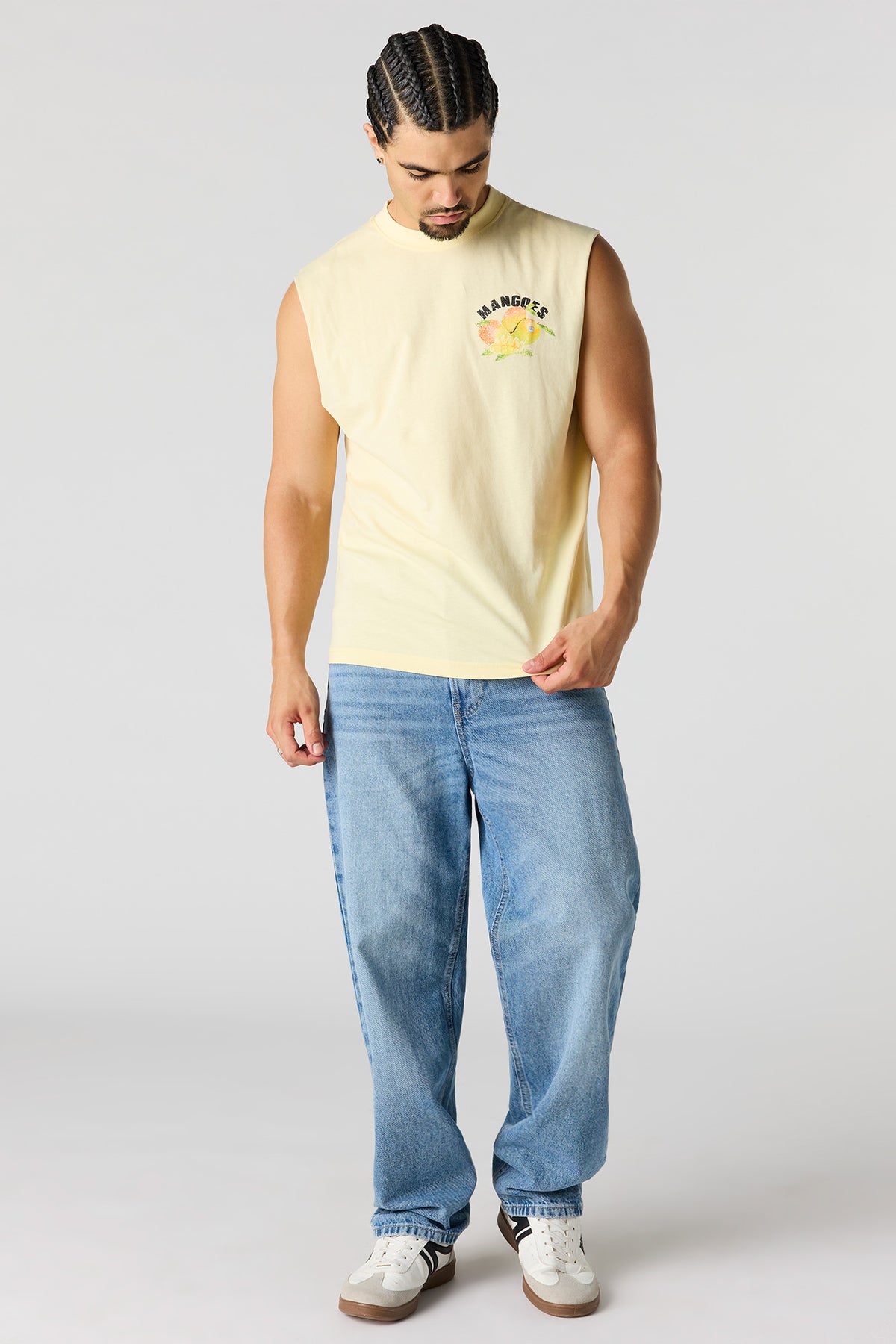 Alt View 3. Mango Graphic Muscle Tank - Pale Yellow