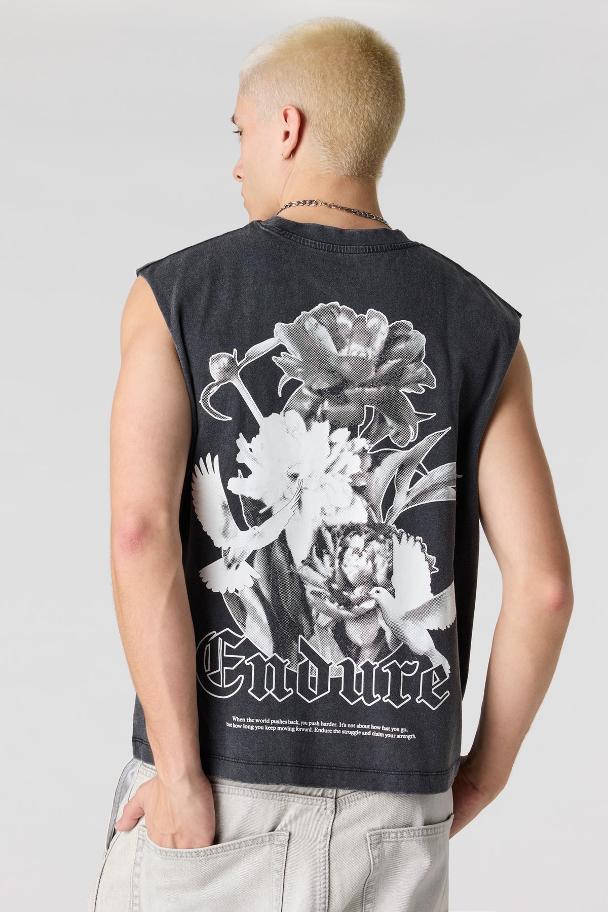 Alt View 4. Endure Graphic Washed Muscle Tank - Black
