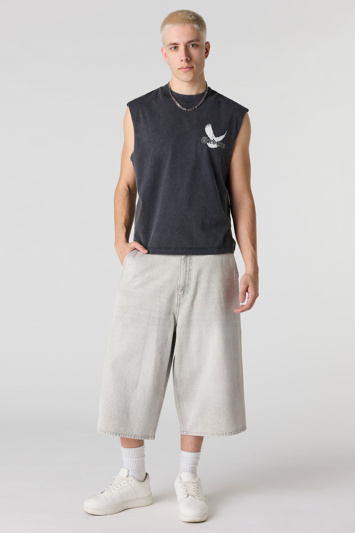 Alt View 3. Endure Graphic Washed Muscle Tank - Black
