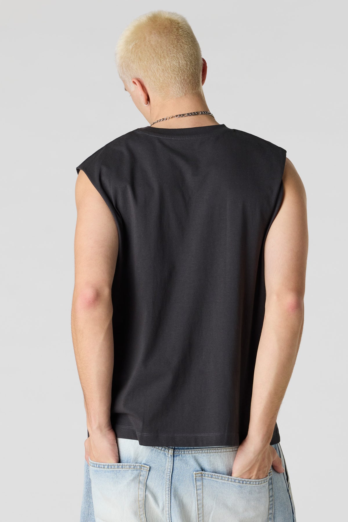 Alt View 2. City Graphic Washed Muscle Tank - Charcoal