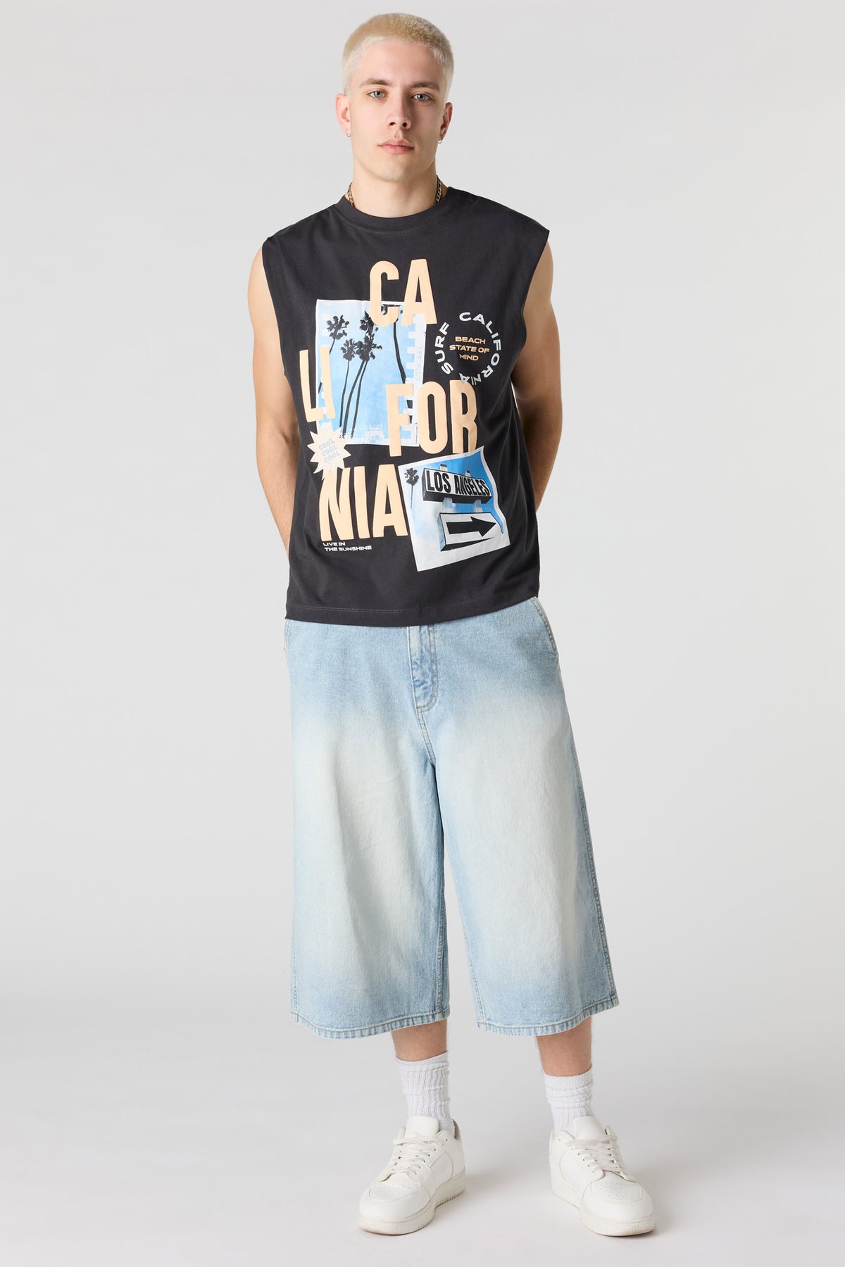 Alt View 3. City Graphic Washed Muscle Tank - Charcoal