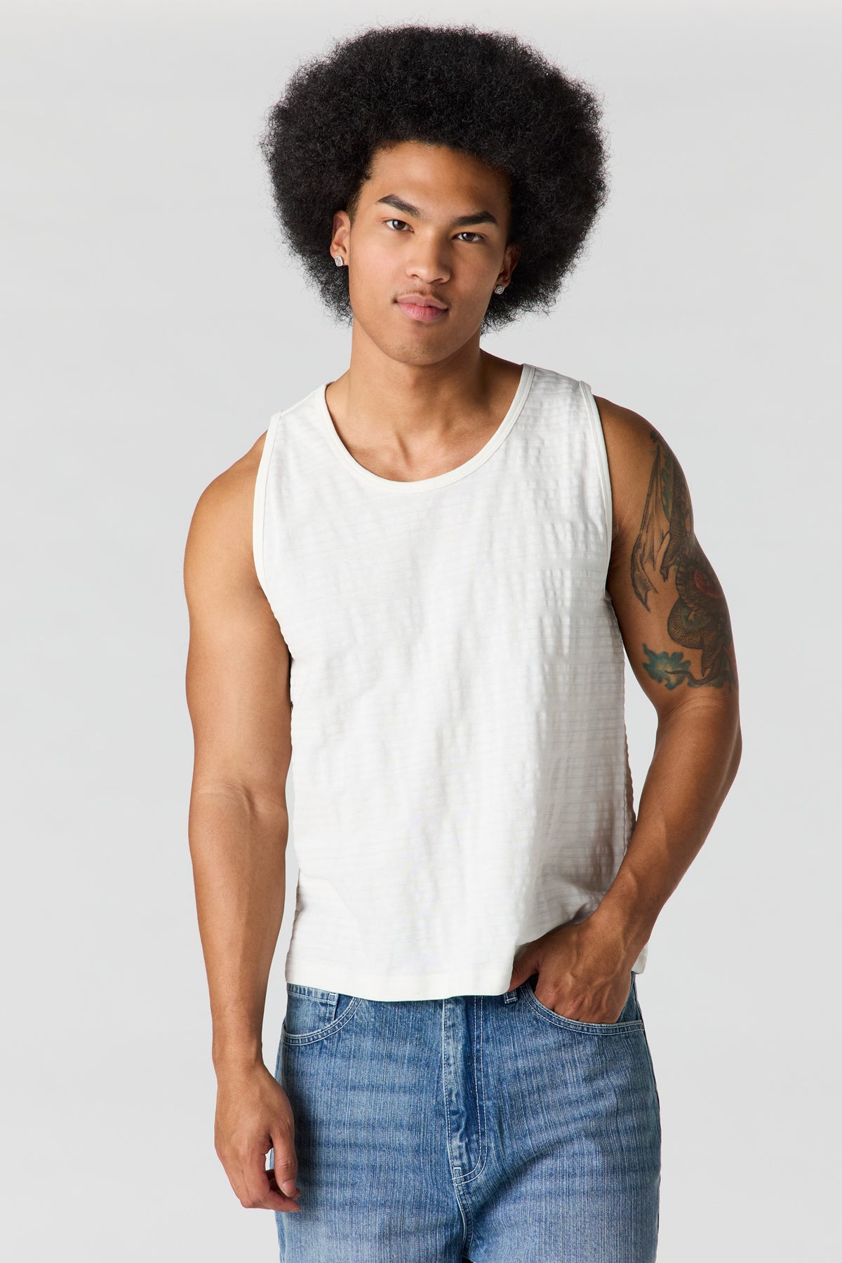 Textured Tank - White