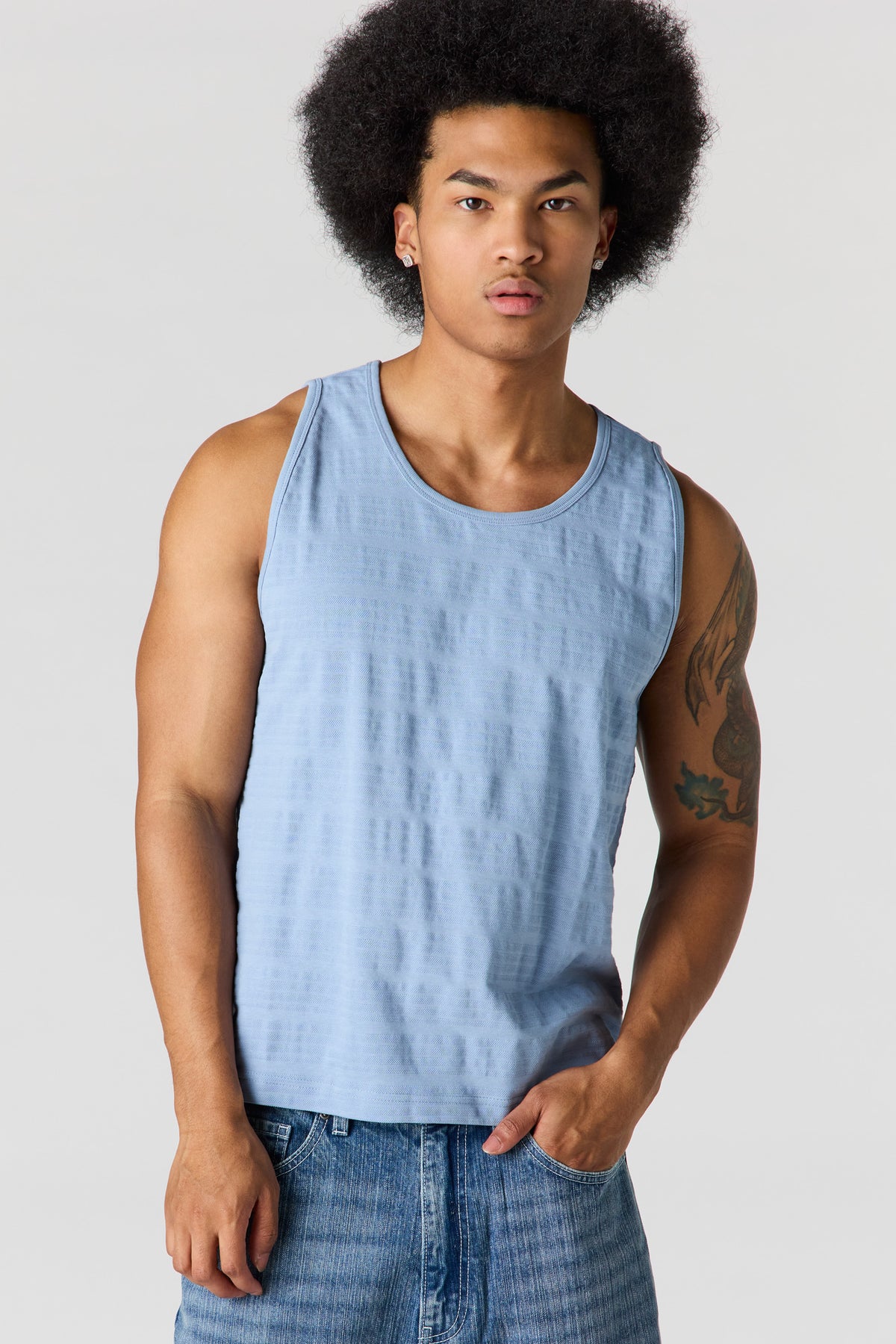 Textured Tank - Light Blue