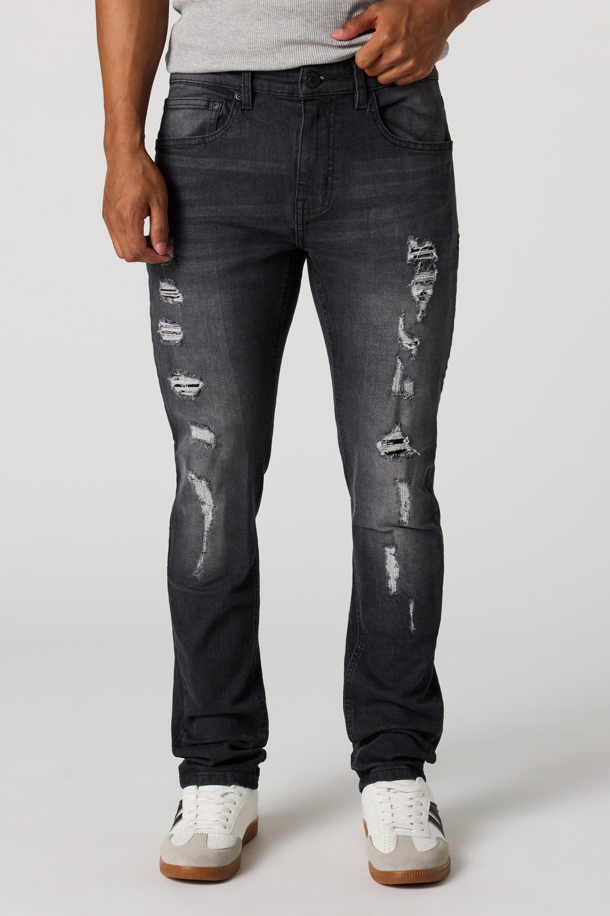 Ripped Skinny Black Jean - Pure Black