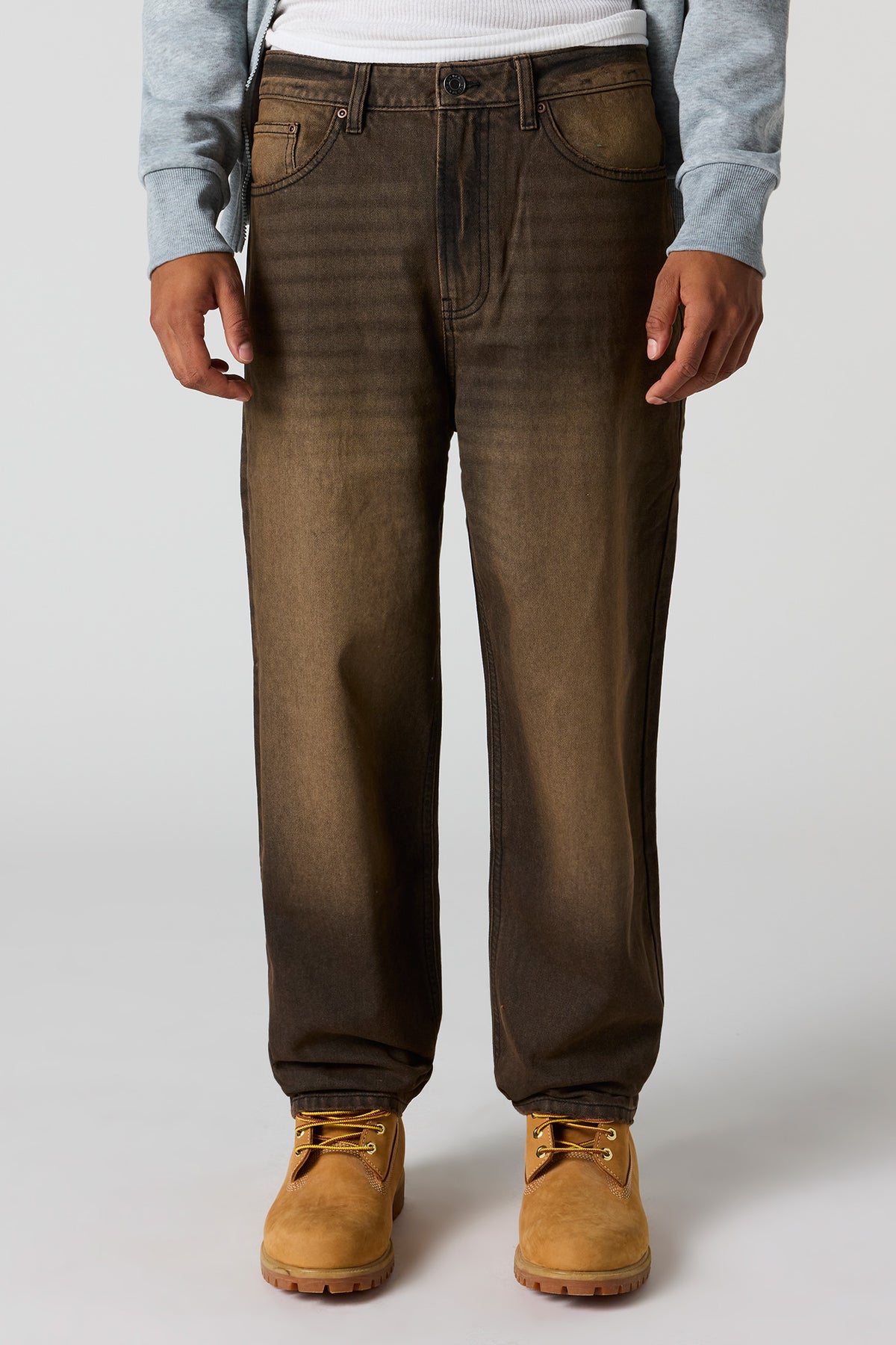 Jean baggy délavé brun