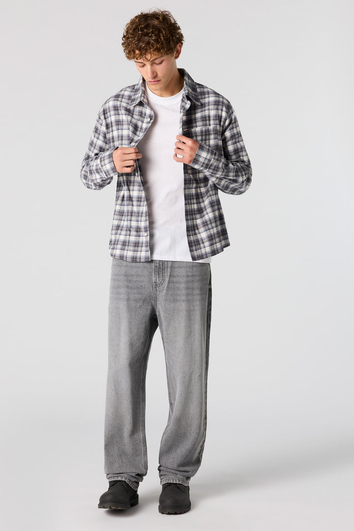 Top Jean Boutonné PLEASE Effet Batik Gris Et Blanc - Taille S, Décontracté Et Stylé