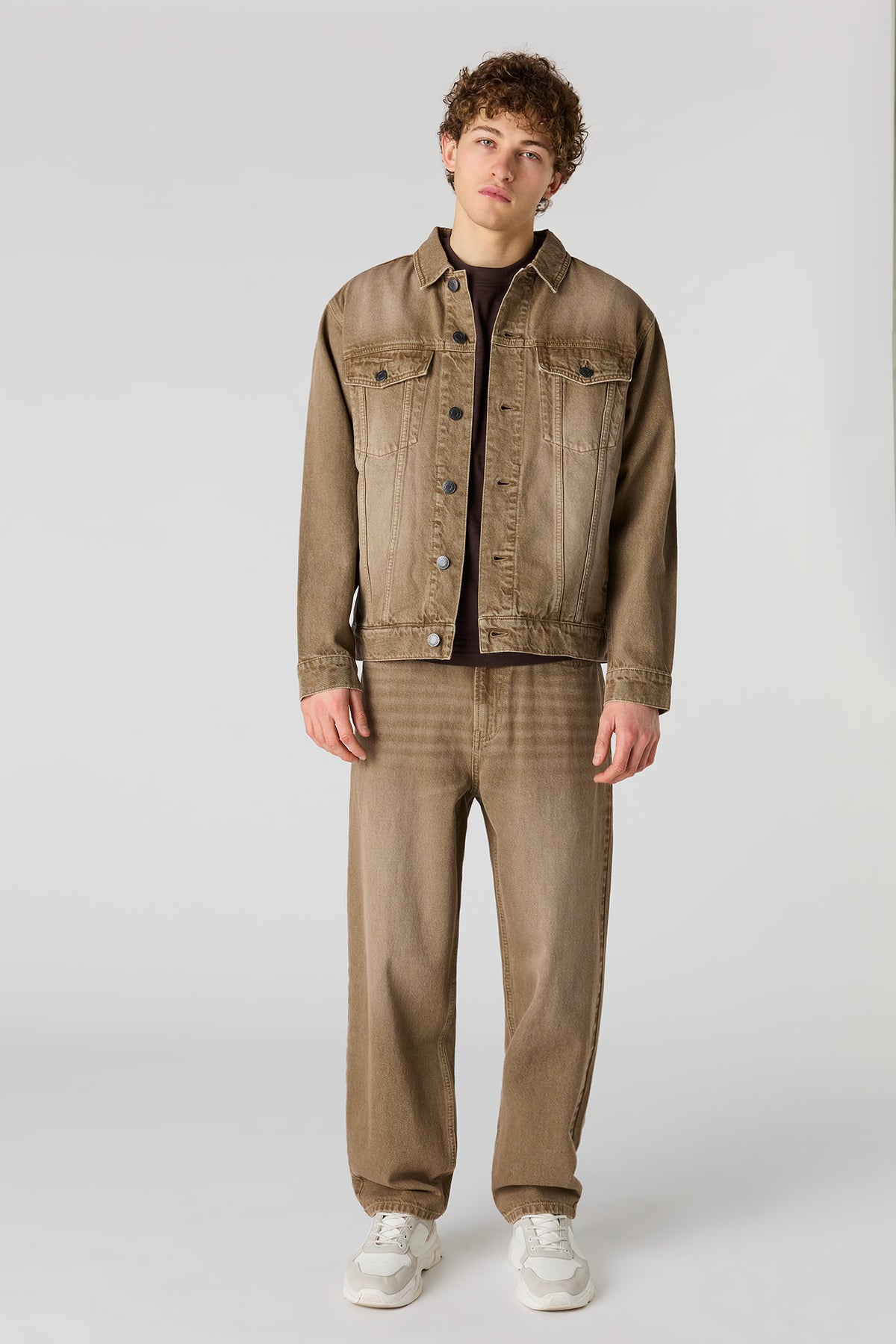Alt View 3. Baggy Light Brown Jean - Tan