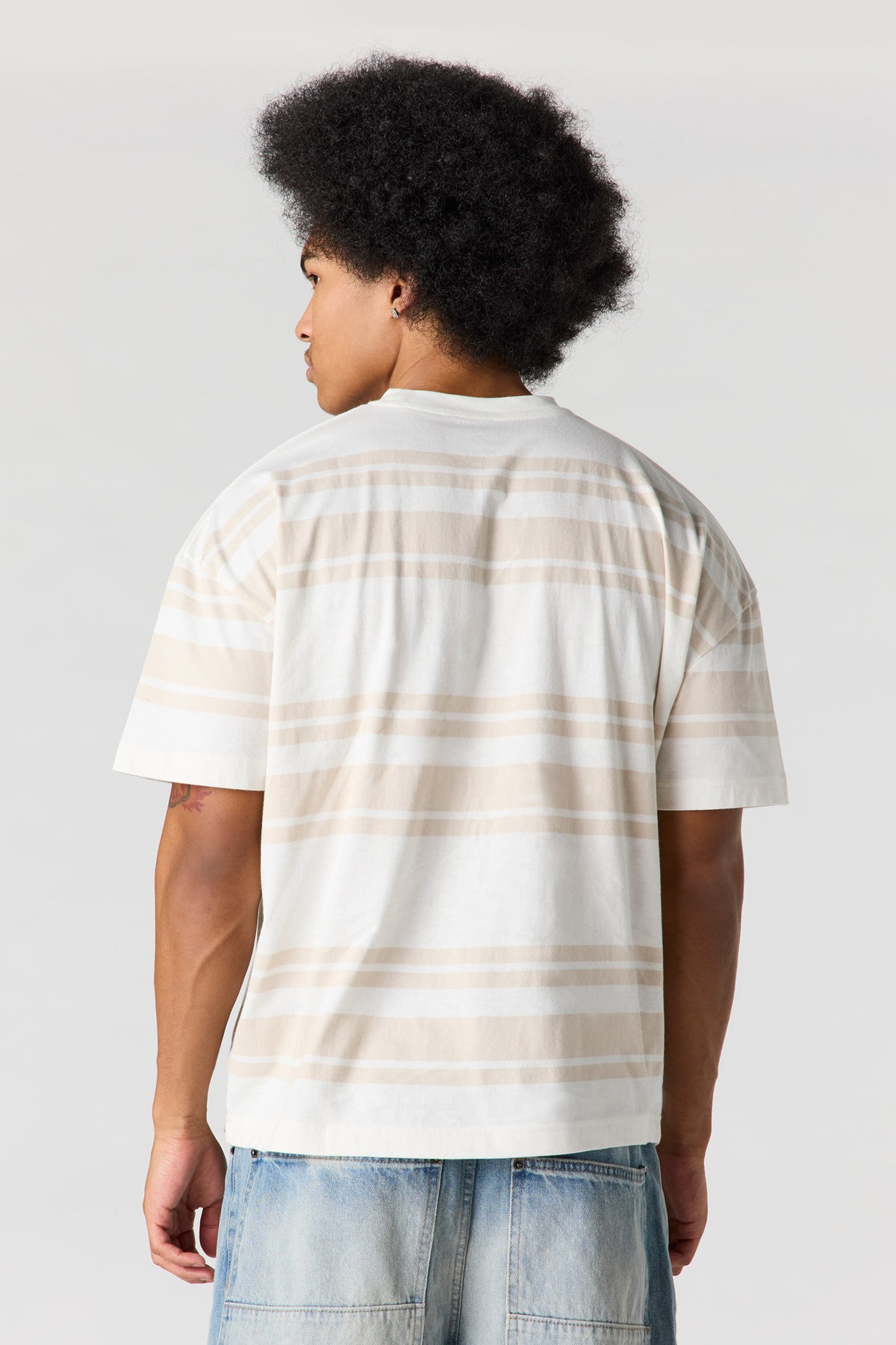 Alt View 2. Striped Relaxed T-Shirt - Natural